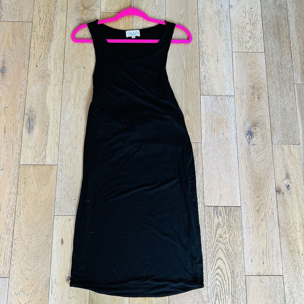 Terre Jacobs Black Cutout Back Dress M/L Casual Comfy Stretch Knit Minimalist